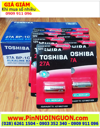 COMBO 1 HỘP 25 vỉ1viên Pin 12v Alkaline Toshiba 27A, A27 chính hãng _Giá chỉ 537.000đ/Hộp 25vỉ